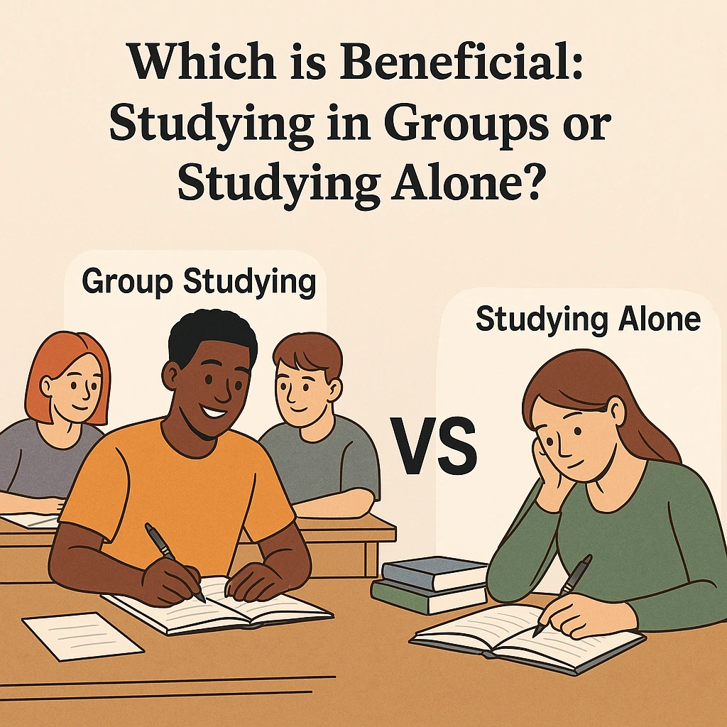 students studying alone and in groups